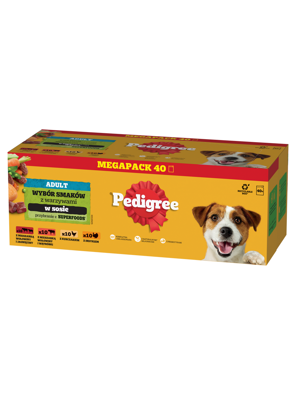 PEDIGREE Adult saszetka 40x100g - Mix Smaków z warzywami w sosie, mokra karma pełnoporcjowa dla dorosłych psów