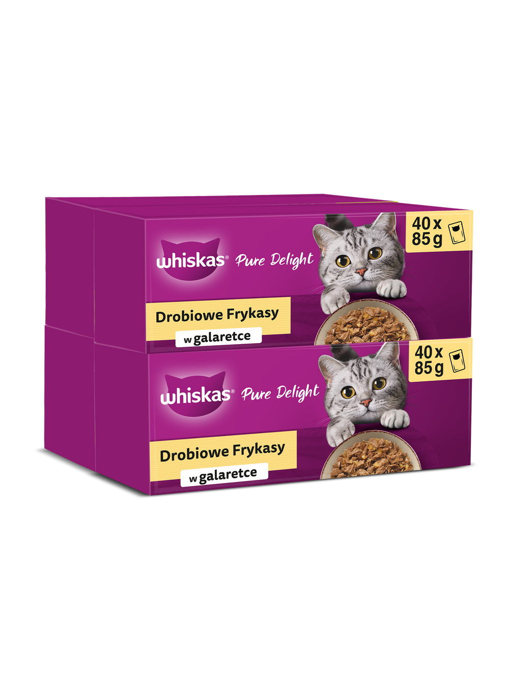 WHISKAS Adult saszetki 160x85g Drobiowe Frykasy - mokra karma dla dorosłego kota, w galaretce (kawałki z: kurczakiem, indykiem, drobiem, kaczką)