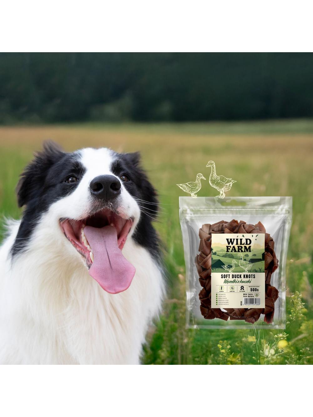 WILD FARM Węzełki z kaczki 500g przysmak dla psa