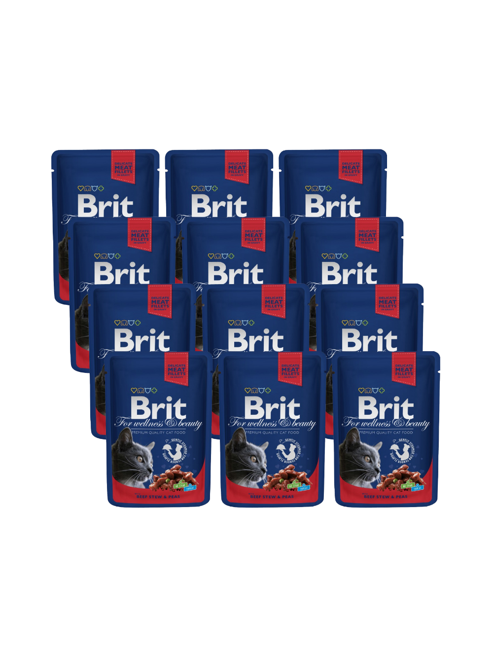 BRIT Cat WOŁOWINA i GROSZEK 12x100g
