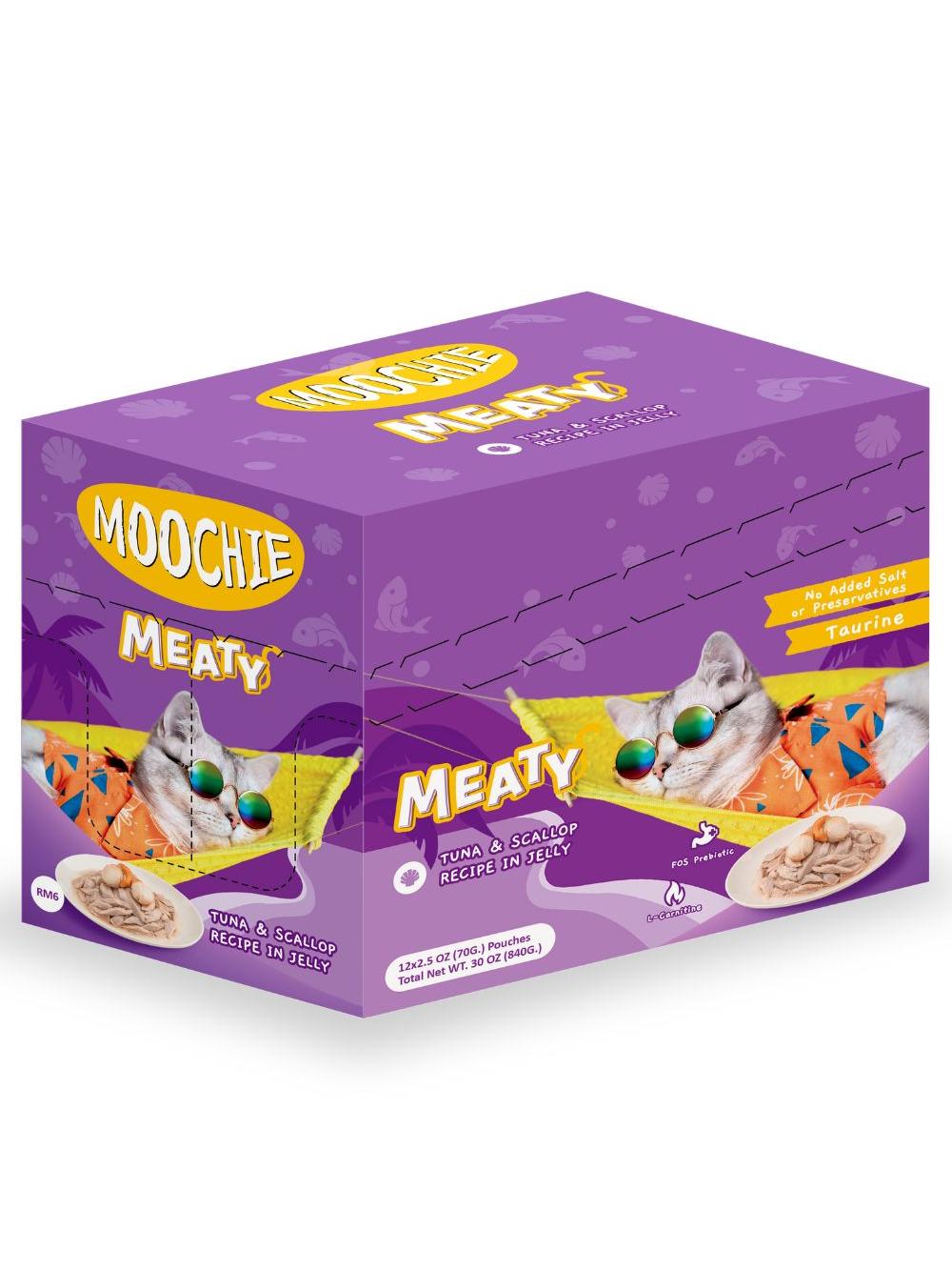 MOOCHIE Tuna & Scallop In Jelly 12x70g mokra karma dla kota (Tuńczyk i przegrzebki w galaretce)