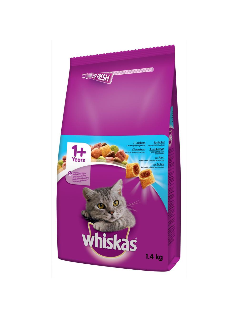WHISKAS Adult 3x1,4kg - sucha karma dla kotów z tuńczykiem i warzywami