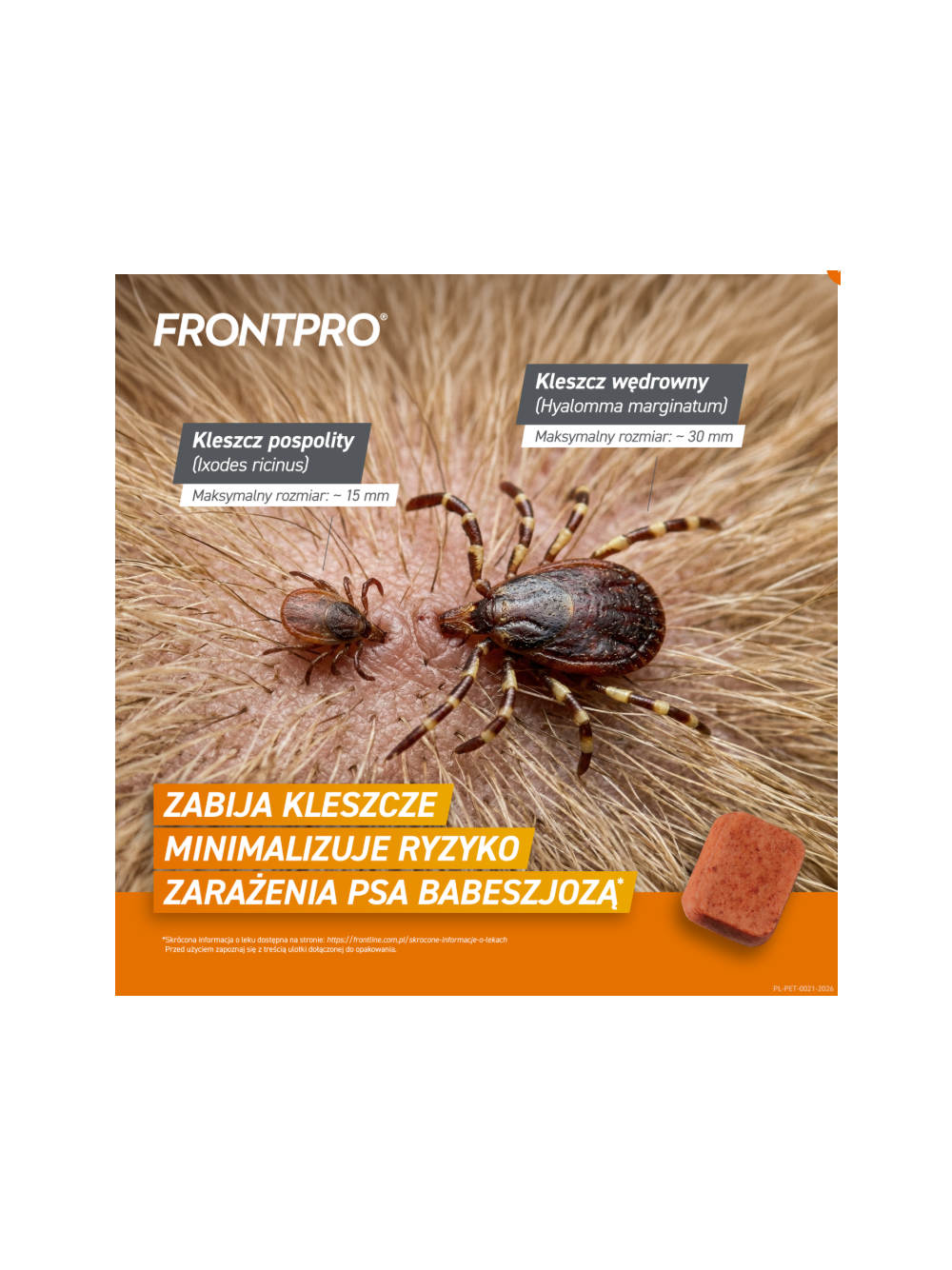Frontpro tabletki na pchły i kleszcze S 11,3mg 2-4kg x 3tabl