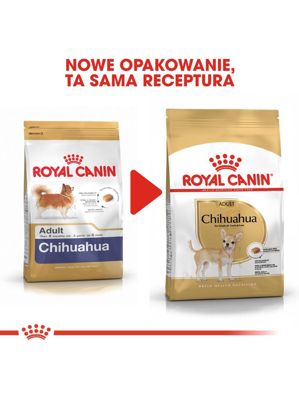 ROYAL CANIN Chihuahua Adult 500g karma sucha dla psów dorosłych rasy chihuahua/ opakowanie uszkodzone (8968)!!!