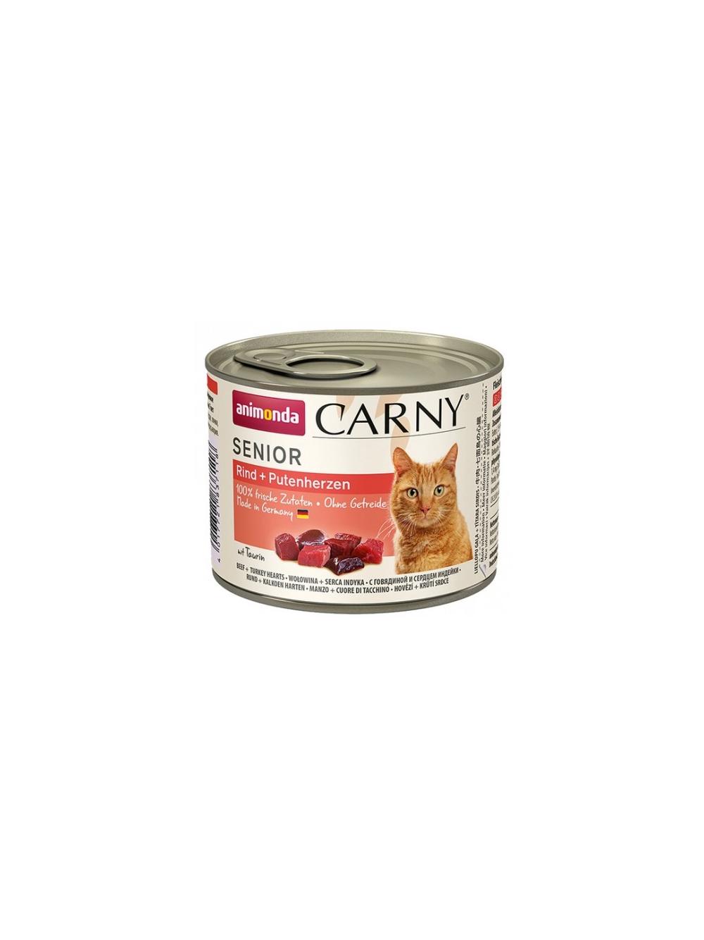 ANIMONDA Cat Carny Senior smak: wołowina i serca indyka 24x200g