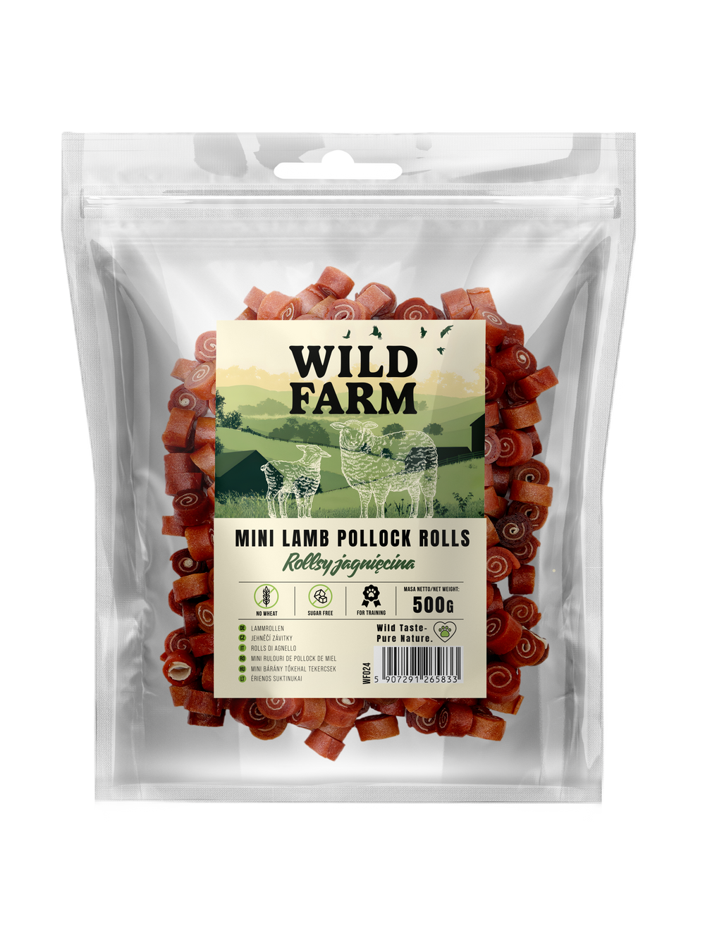WILD FARM rollsy jagnięcina 500g przysmak dla psa