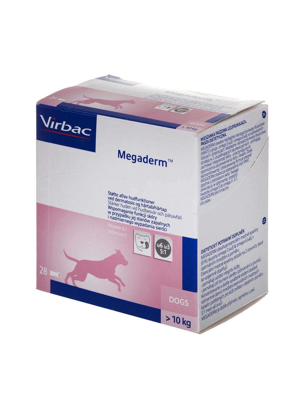 Virbac Megaderm 28x8 ml suplement diety dla psów 10-30 kg na problemy skórne
