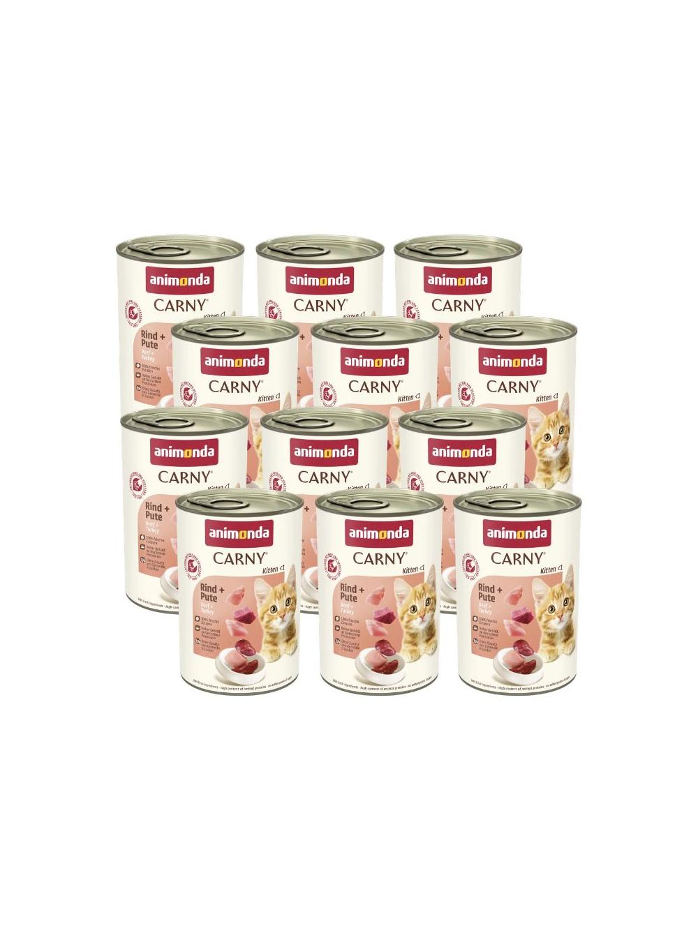 ANIMONDA Cat Carny Kitten smak: wołowina, indyk 12x400g