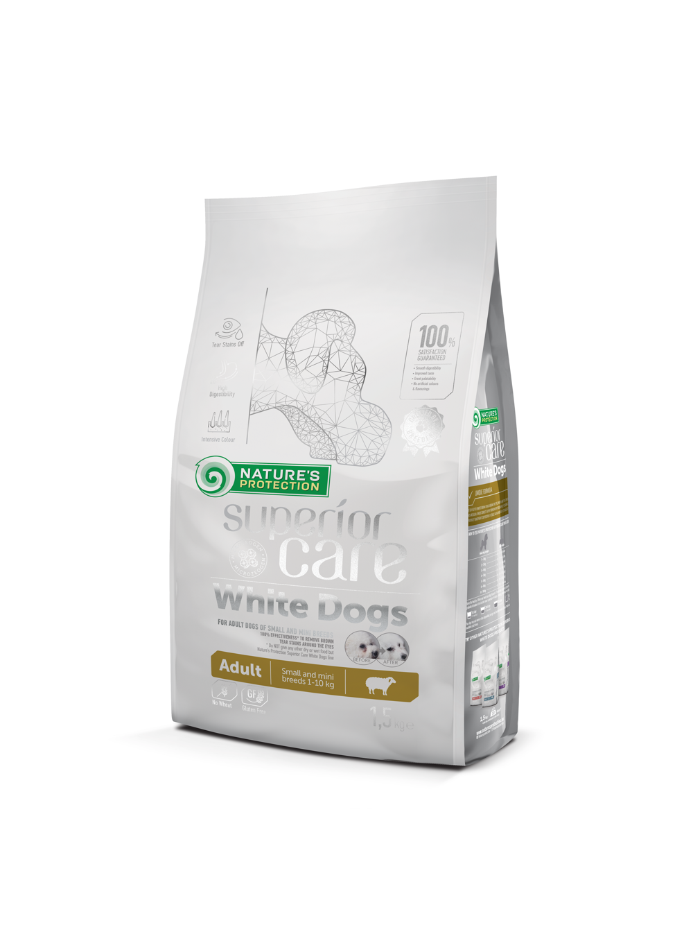 NATURES PROTECTION Superior Care White Dogs Adult 1,5kg + Torba na zakupy