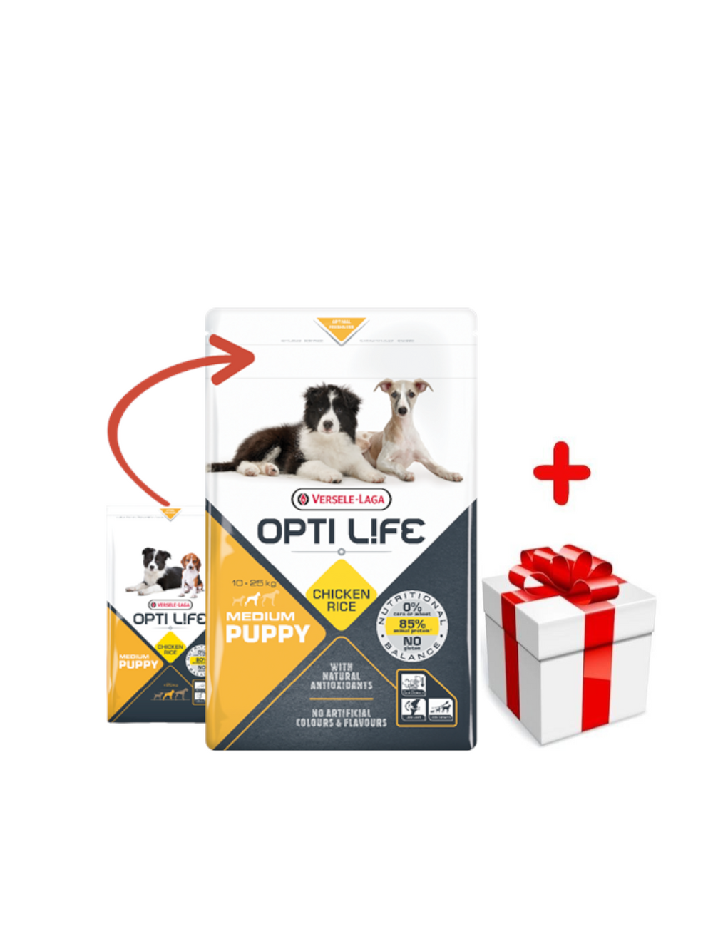 VERSELE-LAGA Opti Life Puppy Medium 1kg - z kurczakiem - dla szczeniąt średnich ras + niespodzianka dla psa GRATIS!