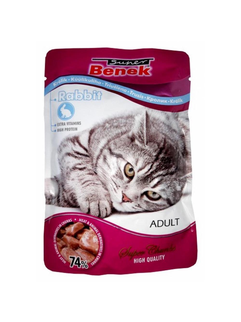 SUPER BENEK Adult Saszetka dla kota z kawałkami wołowiny 24x100g