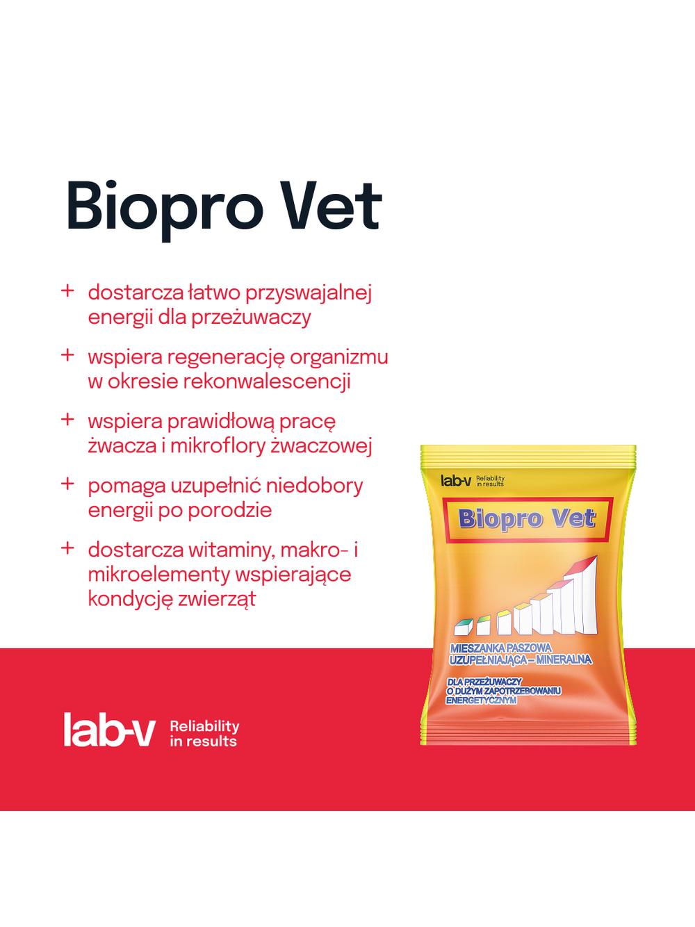 Lab-v Biopro Vet - Mieszanka Paszowa Uzupełniająca Mineralna Dla Przeżuwaczy O Dużym Zapotrzebowaniu Energetycznym 120g