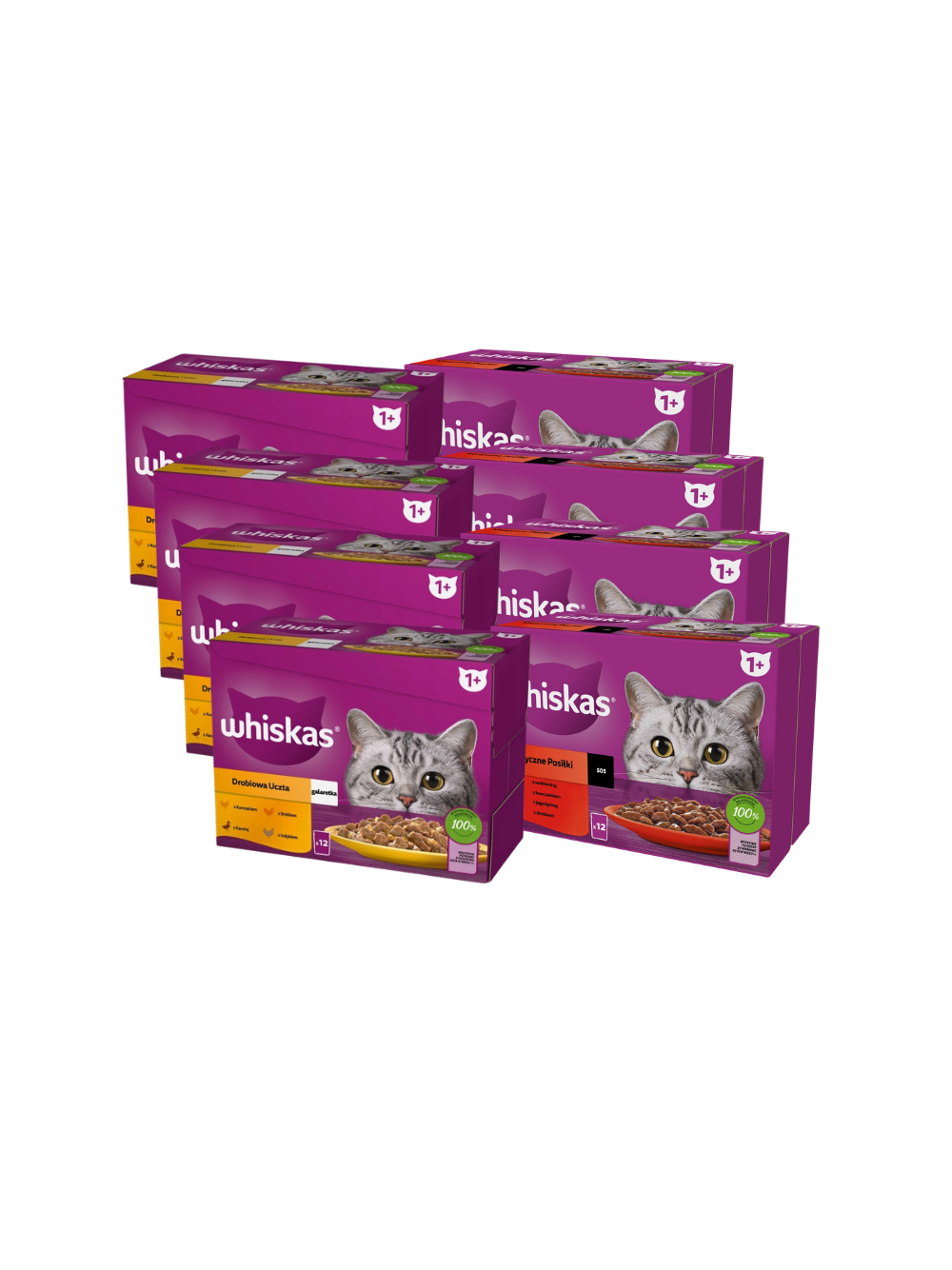 WHISKAS Adult saszetki 8x(12x85g)- Drobiowa Uczta + Klasyczne Posiłki