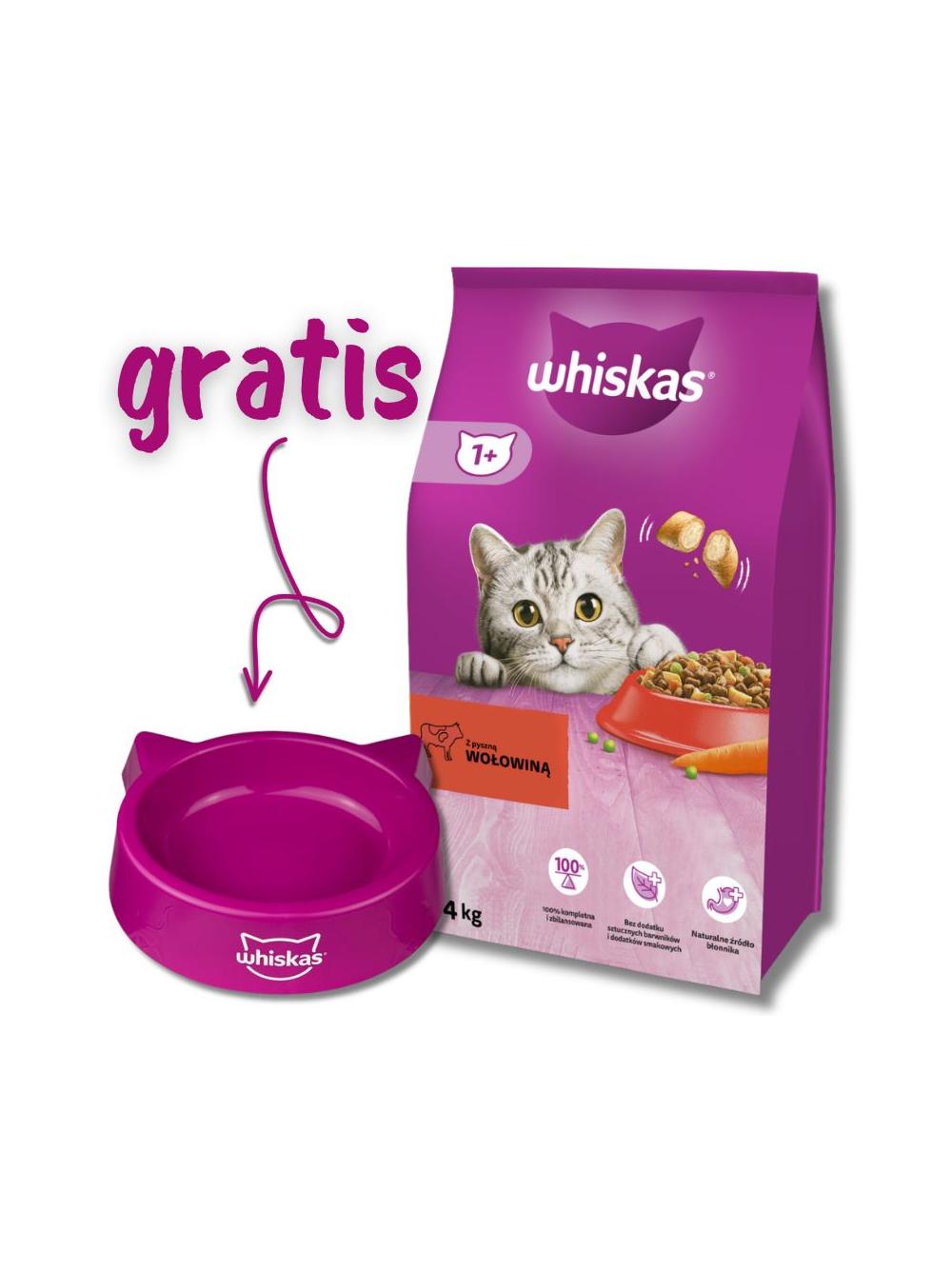 WHISKAS Adult 14 kg - sucha karma dla dorosłego kota, z pyszną wołowiną / Opakowanie uszkodzone (9471,9482) !!!