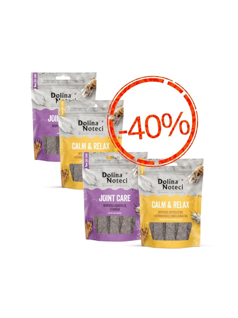 DOLINA NOTECI Smart Chews Joint Care/Calm & Relax przysmaki dla psa 4x100g
