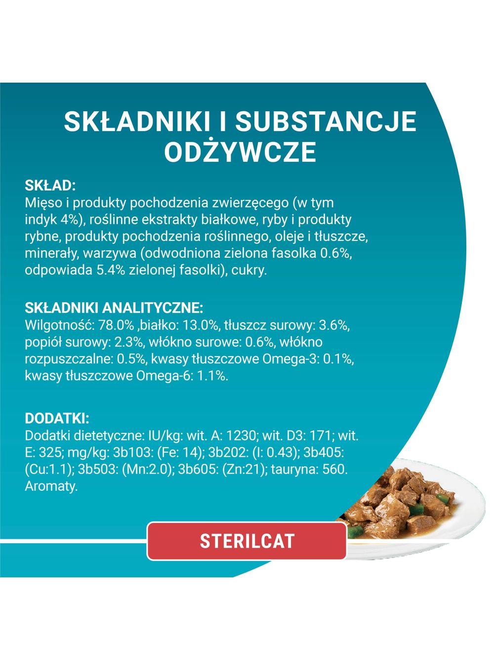 Purina One Sterilcat z indykiem i zieloną fasolką 85g