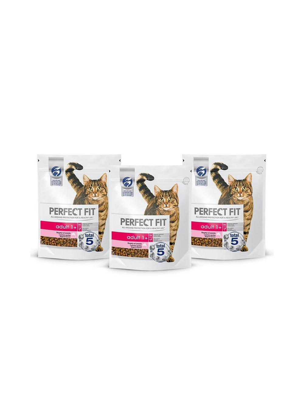 PERFECT FIT (Adult 1+) 3 x 750g Bogaty w łososia - sucha karma dla kotów dorosłych
