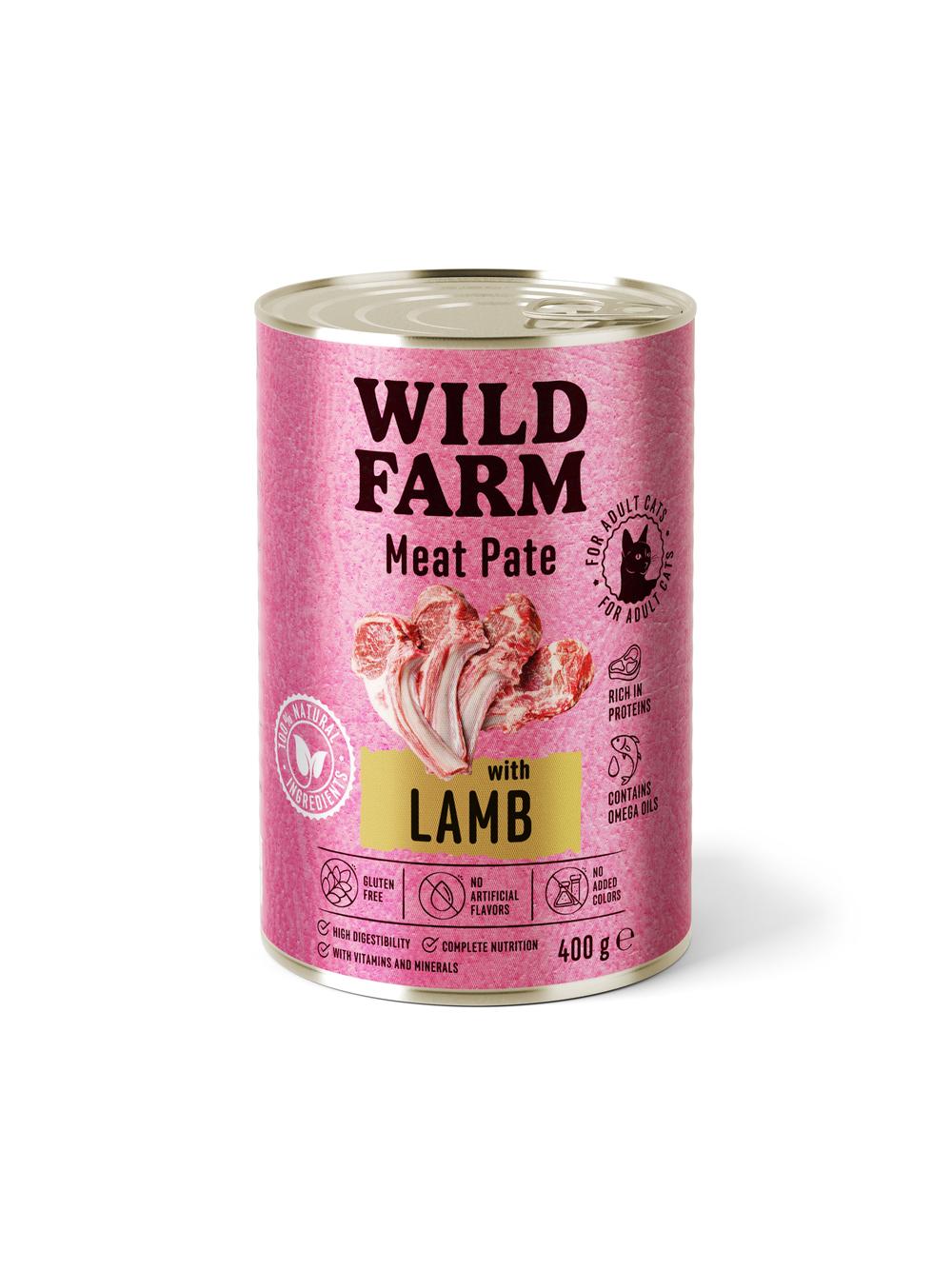 WILD FARM Pate with Lamb 400g - bezglutenowa karma dla kota