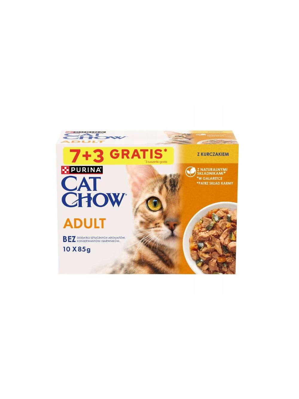 PURINA Cat Chow Adult Karma dla kotów z kurczakiem i cukinią w galaretce 10x85g (7+3 GRATIS)