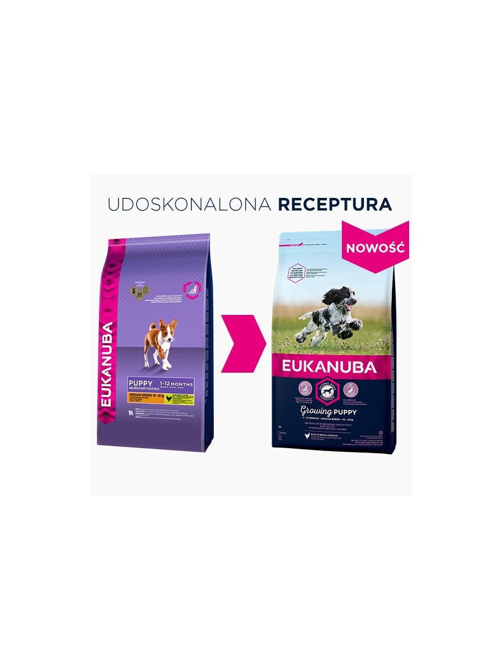 Eukanuba puppy&junior medium breed 15kg + niespodzianka dla psa GRATIS!
