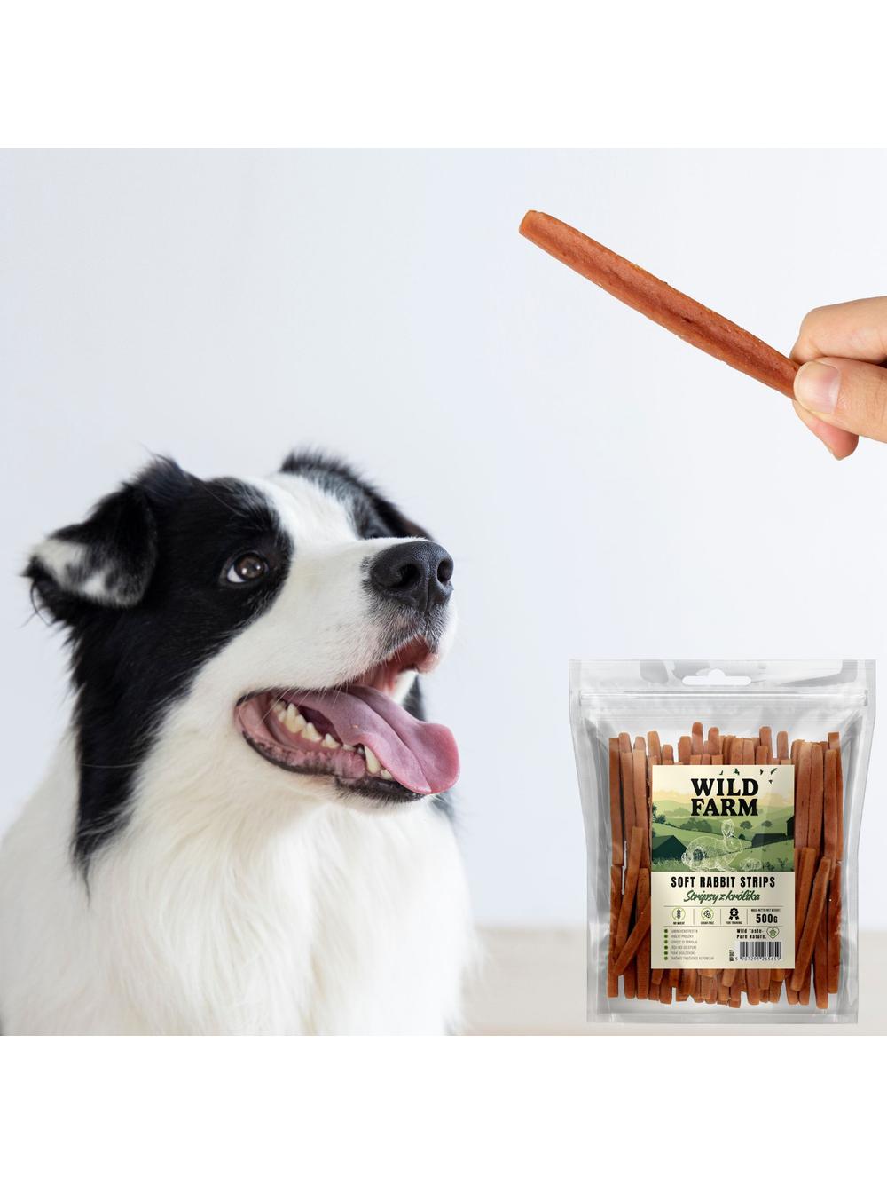 WILD FARM Stripsy z królika 500g przysmak dla psa