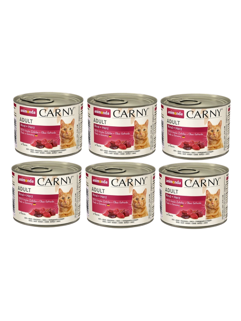 ANIMONDA Cat Carny Adult smak: wołowina i serca 6 x 200g