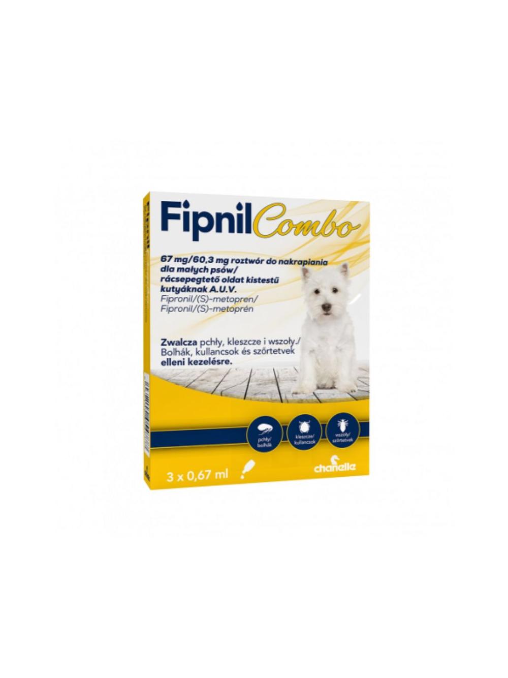 Fipnil Combo S Roztwór do nakrapiania dla małych psów (2-10 kg) 3 pipety