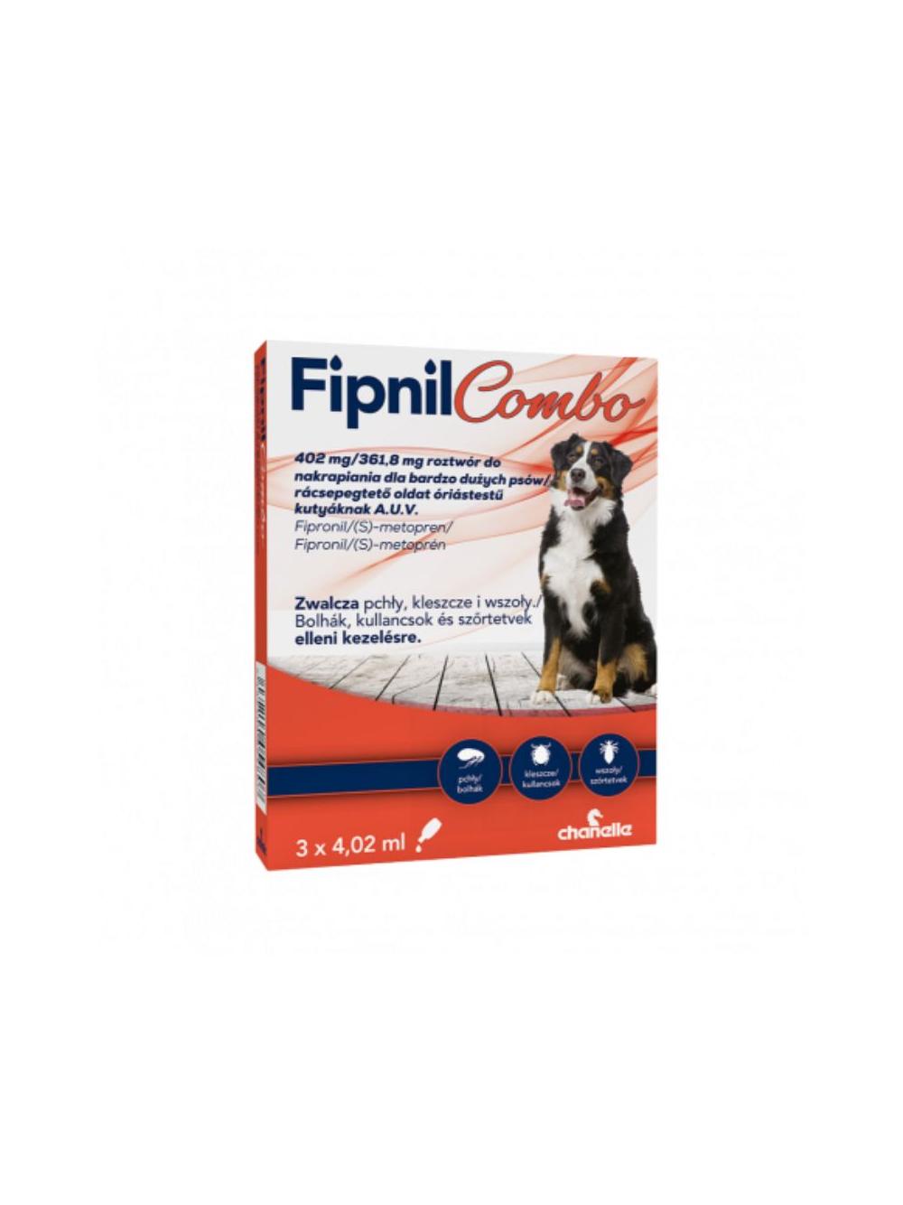 Fipnil Combo XL Roztwór do nakrapiania dla bardzo dużych psów (powyżej 40 kg) 3 pipety