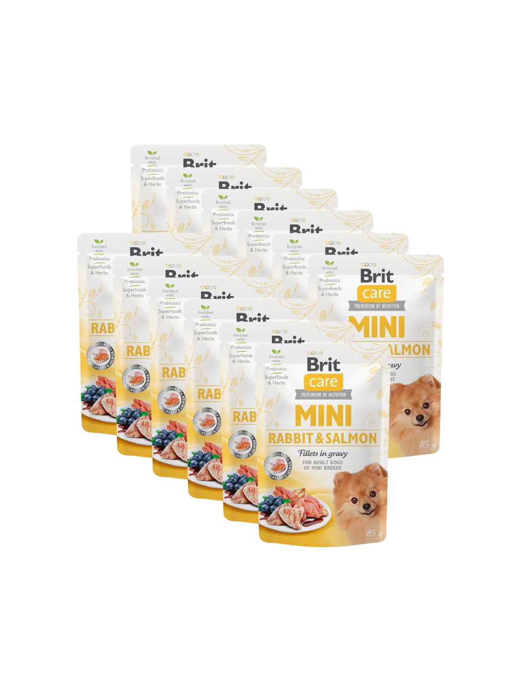 Brit Care Mini Rabbit & Salmon fillets in gravy 12x85g
