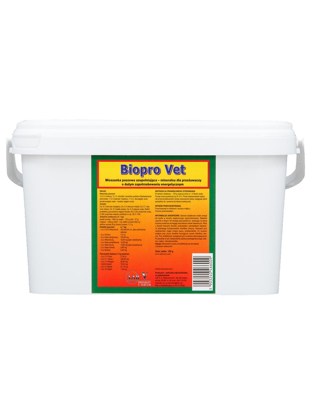 Lab-v Biopro Vet - Mieszanka Paszowa Uzupełniająca Mineralna Dla Przeżuwaczy O Dużym Zapotrzebowaniu Energetycznym 1,2kg