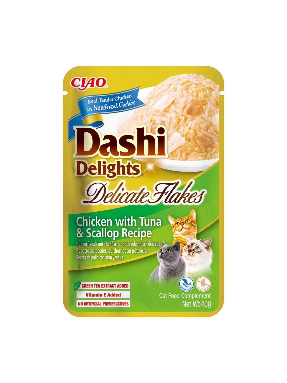 INABA Dashi Delights Delicate Flakes Chicken with Tuna & Scallop Recipe 40g