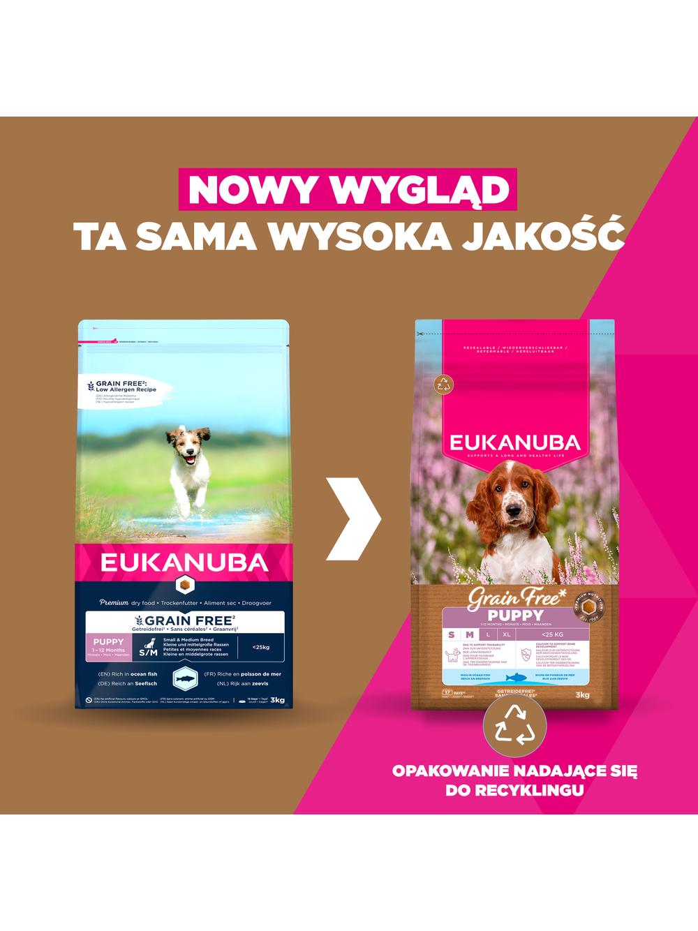 EUKANUBA Puppy&Junior Small/Medium Grain Free 3kg
