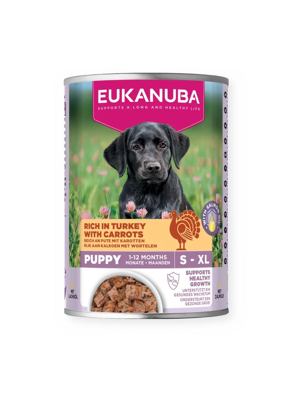 EUKANUBA Mokra karma dla szczeniąt, bogata w indyka i marchewkę 6x400g + 400g Gratis