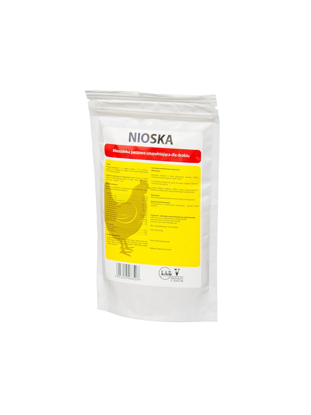 Lab-v Nioska - Mieszanka Paszowa Uzupełniająca Dla Drobiu Na Poprawę Nieśności 0,5kg