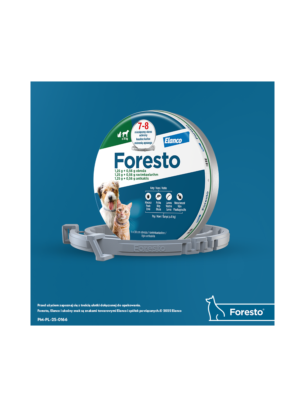 ELANCO Foresto Obroża dla kotów i psów poniżej 8kg+TRIXIE Szczypce do usuwania kleszczy 9cm