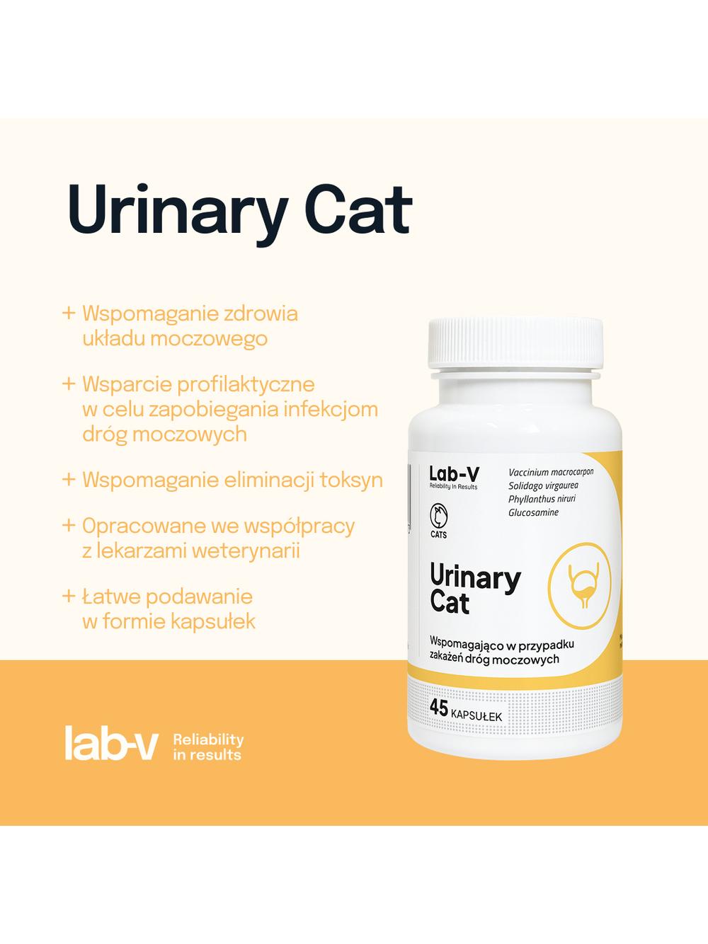 Lab-v Urinary Cat – Wsparcie układu moczowego dla kotów 45 kapsułek