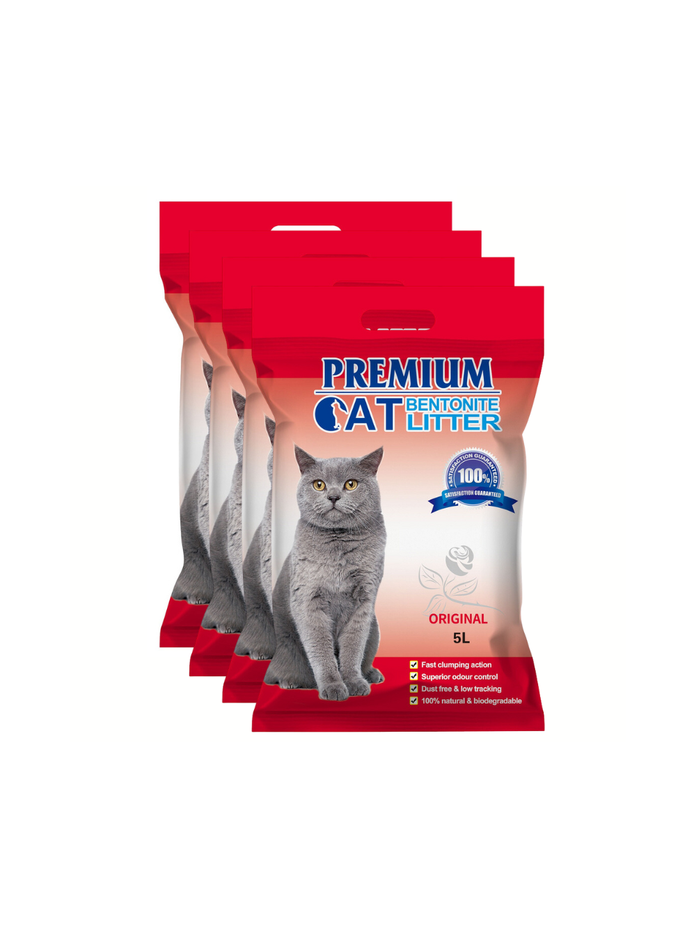 Premium Cat Żwirek Bentonitowy Zbrylający - Naturalny dla kota 4x5L
