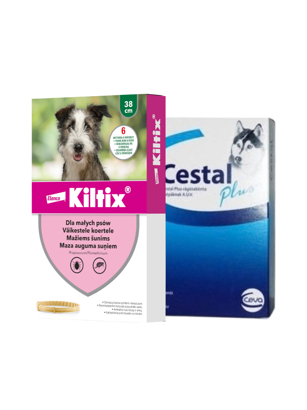 Kiltix Obroża dla małych psów 38 cm+ Cestal Dog Plus tabletki na odrobaczanie psów 2 sztuki