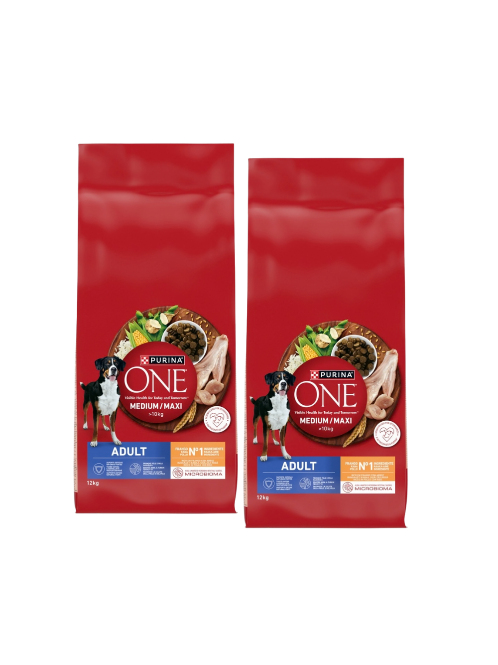 PURINA ONE Adult Medium/Maxi Karma dla dorosłych psów bogata w kurczaka z ryżem 2x12 kg