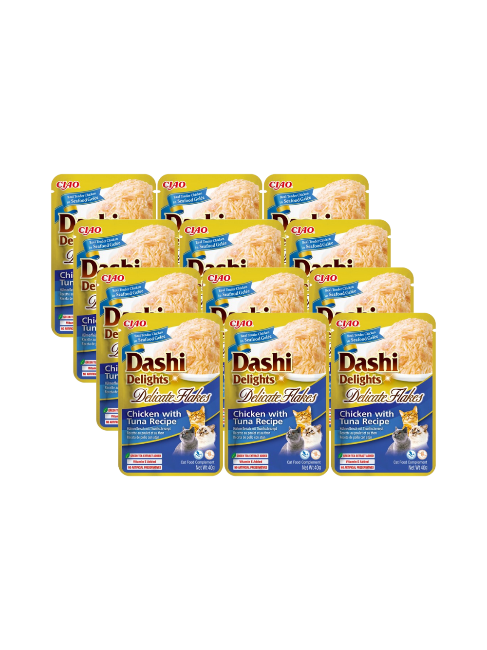 INABA Dashi Delights Delicate Flakes Chicken with Tuna Recipe 12x40g