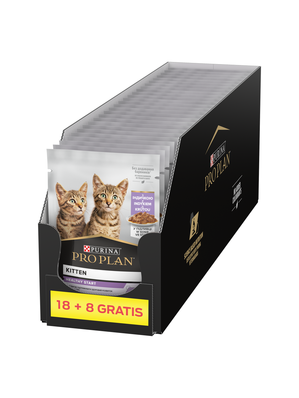 PRO PLAN Nutrisavour Kitten Karma dla kociąt delikatne kawałki z indykiem w sosie 26x85g (18+8 GRATIS)