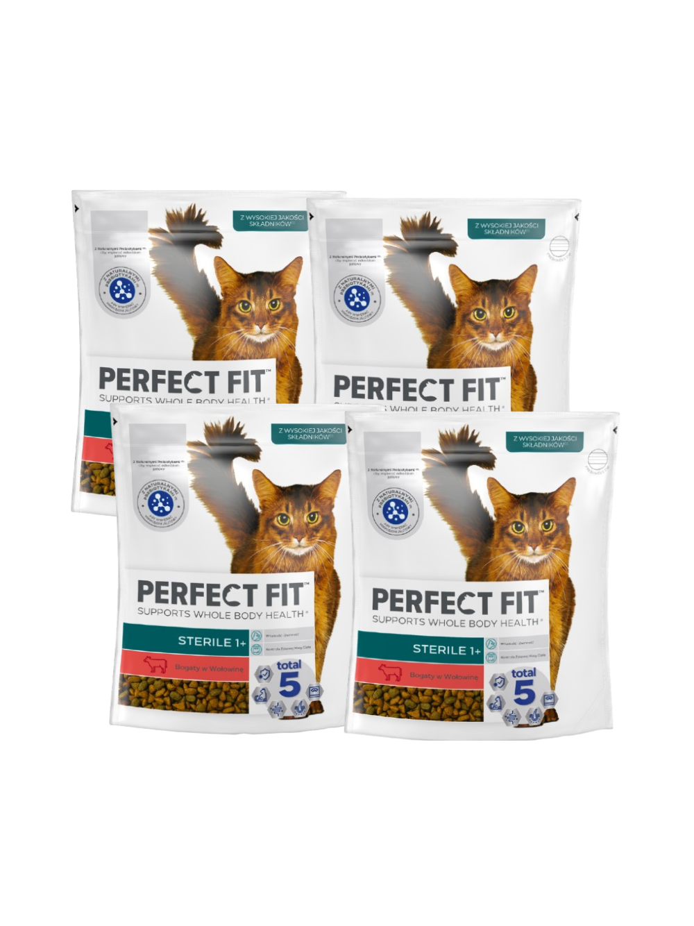 PERFECT FIT (Sterile 1+) 4x750g Bogaty w wołowinę - sucha karma dla kota po sterylizacji