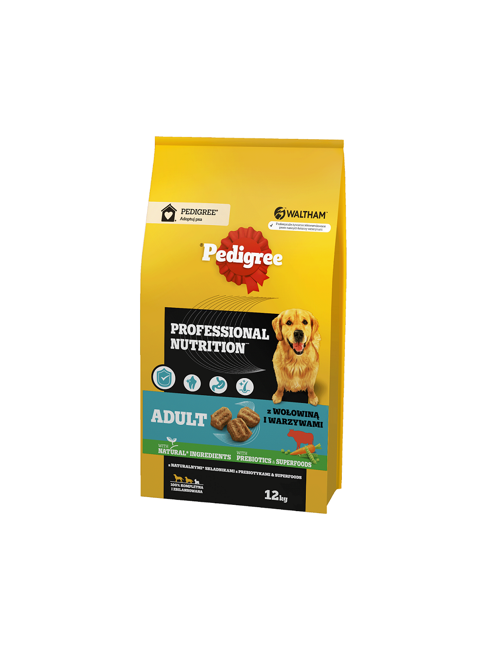 PEDIGREE® Adult Professional Nutrition 12 kg z wołowiną i warzywami - sucha karma pełnoporcjowa dla dorosłych psów dużych i średnich ras