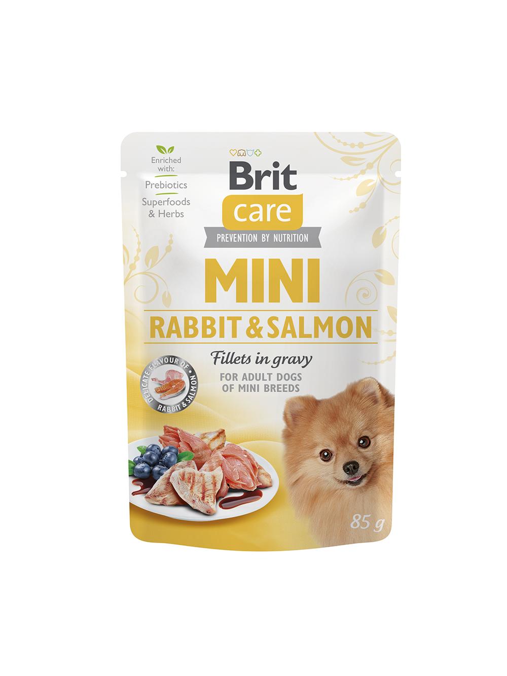 Brit Care Mini Rabbit & Salmon fillets in gravy 85g
