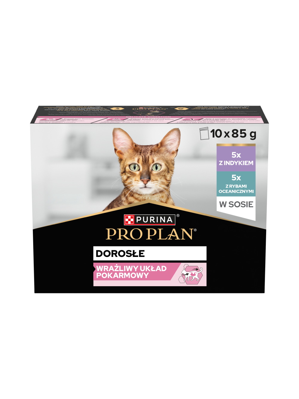 PRO PLAN Delicate Digestion Mokra karma dla kotów z indykiem i rybami oceanicznymi w sosie 10x85g