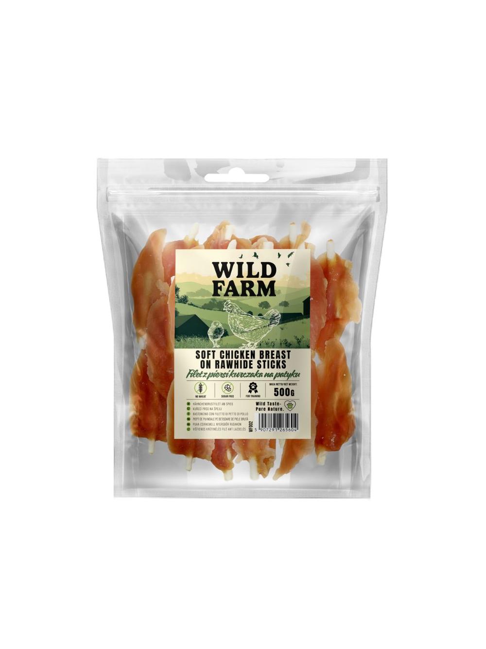 WILD FARM Filet z piersi kurczaka na patyku 500g przysmak dla psa
