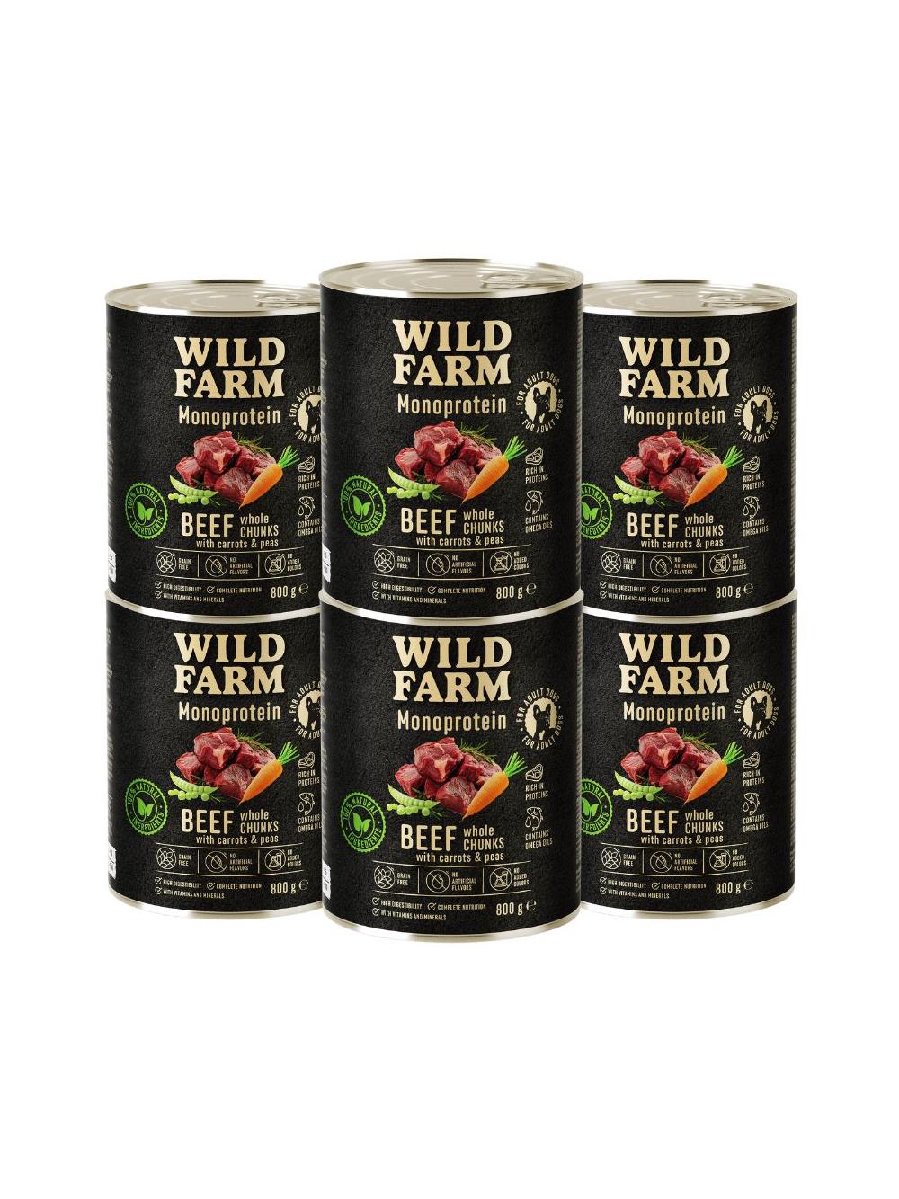 WILD FARM Monoprotein Beef 6x800g hipoalergiczna karma dla psa