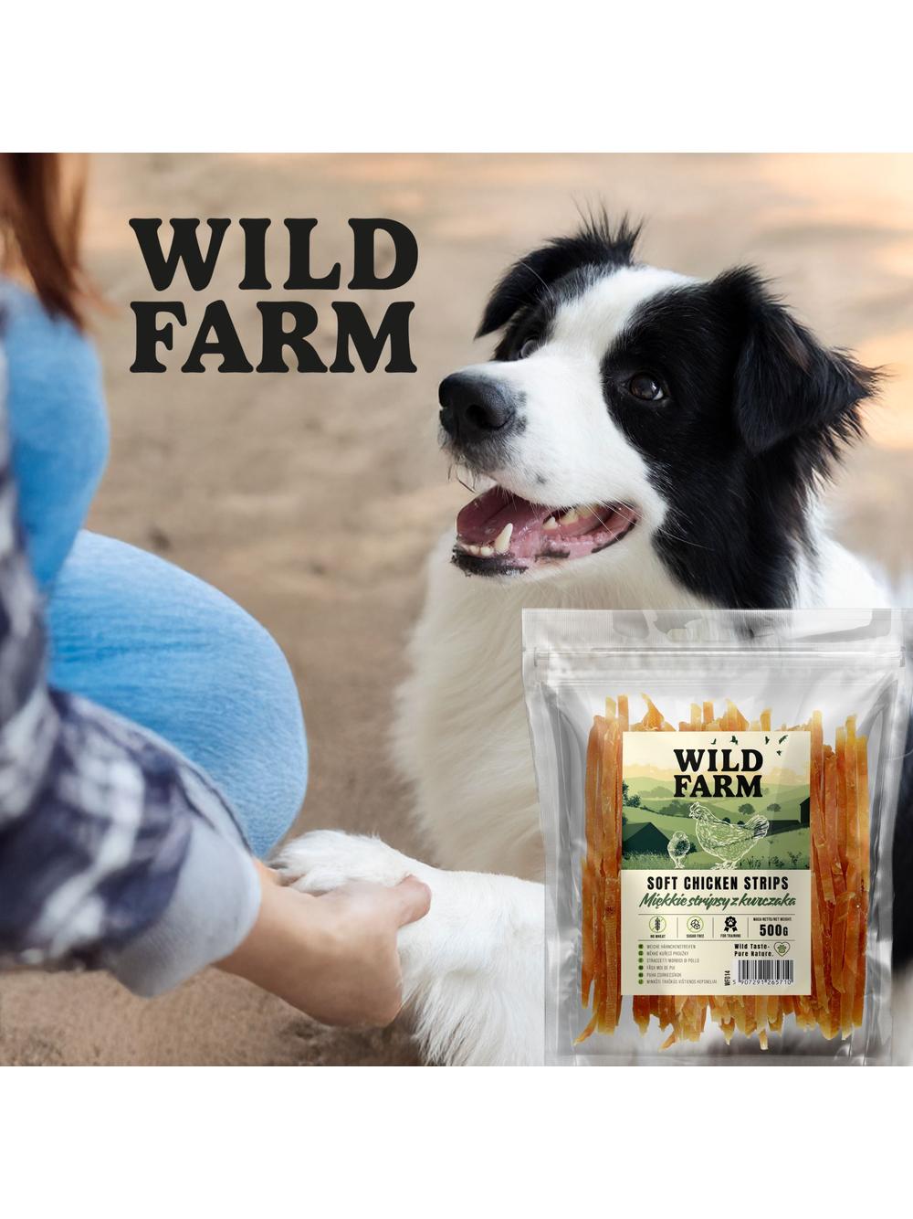 WILD FARM miękkie stripsy z kurczaka 500g przysmak dla psa