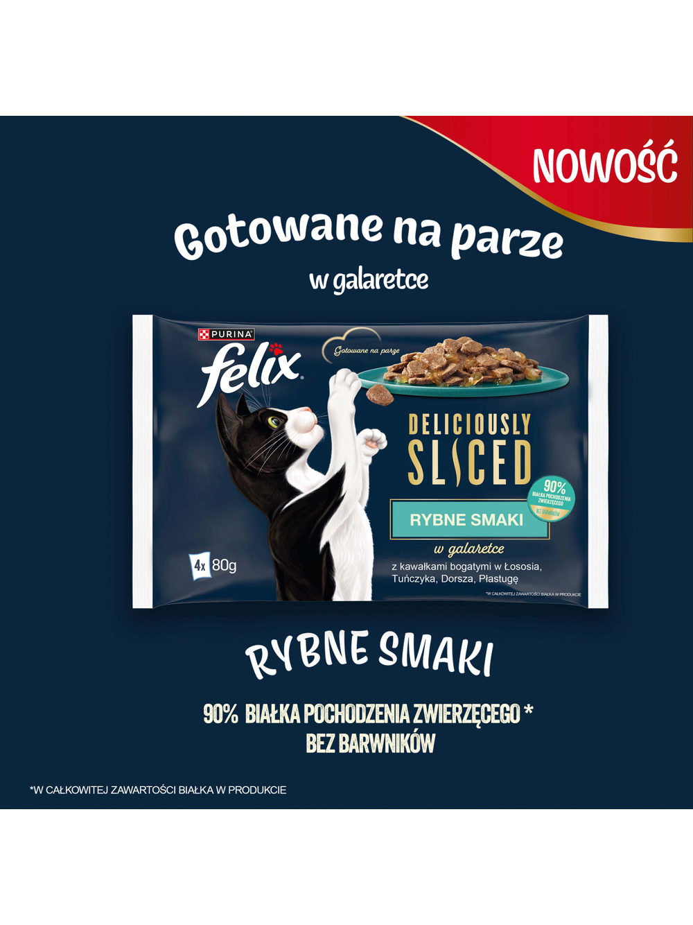 FELIX Deliciously Sliced Rybne Smaki Mokra karma dla kota 4x80g