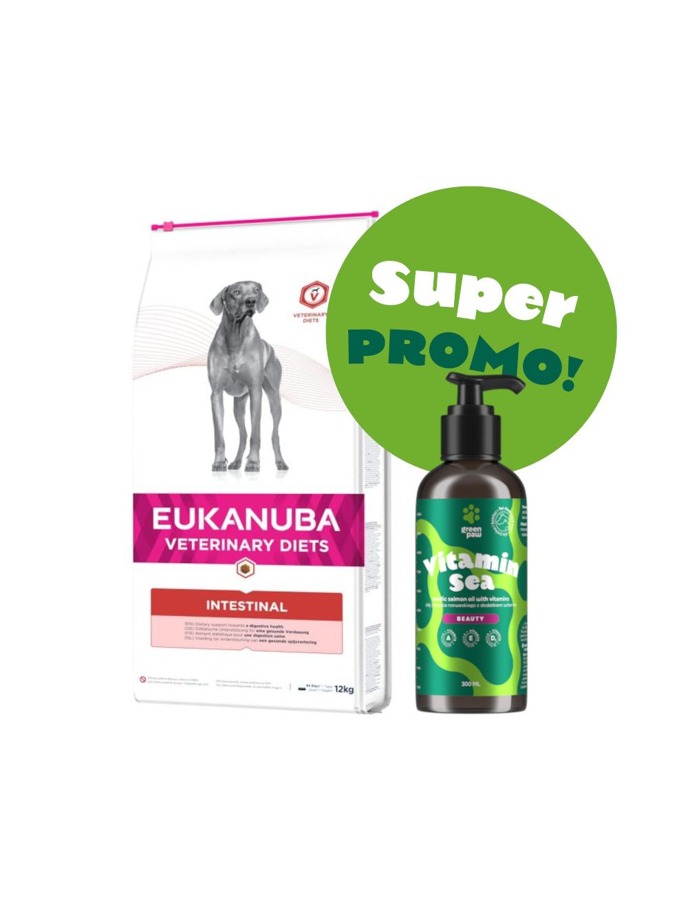 EUKANUBA Intestinal Dog 12kg + Olej z łososia norweskiego 300ml